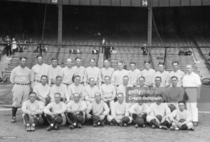 1927 New York Yankees Murderers' Row team celebrating World Series championship
