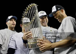 New York Yankees celebrating 1939 World Series championship victory over Cincinnati Reds