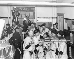 1941 World Series action between New York Yankees and Brooklyn Dodgers at Yankee Stadium