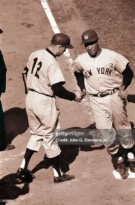 Don Larsen pitching perfect game in 1956 World Series at Yankee Stadium