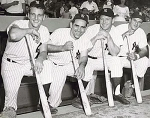 1960 MLB All-Star Game at Yankee Stadium with National League players celebrating