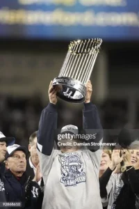 1996 World Series celebration Yankees defeat Braves championship trophy presentation