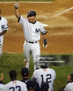 2001 World Series Game 4 Derek Jeter walk-off home run celebration at Yankee Stadium
