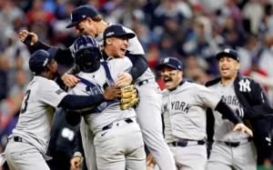 Yankees Old Timers Day ceremony at Yankee Stadium with former players on the field