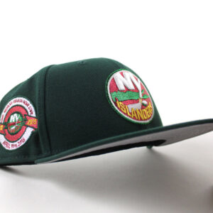 New Era New York Islanders fitted hat Dark Green Gray Under Brim colorway - New Era Islanders Fitted Celebrates Franchise History with 1972-2015 Patch