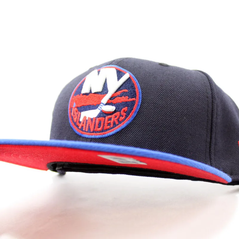 New Era New York Islanders fitted hat Navy Blue Red Under Brim colorway - New Era Islanders Fitted Features Clean Navy and Red Contrast