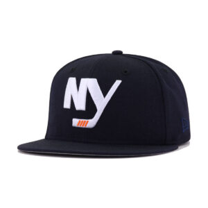 New Era New York Islanders fitted hat navy, orange colorway - New Era Drops Clean Islanders Fitted in Classic Navy Colorway