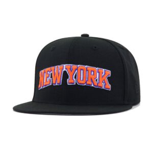 New Era New York Knicks fitted hat black, blue, orange colorway - New Era Knicks Fitted Drops in Clean Black Colorway