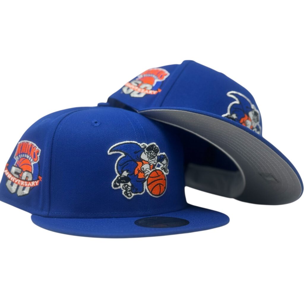 New Era New York Knicks fitted hat blue colorway - New Era Drops Blue Knicks Fitted with 50th Anniversary Patch