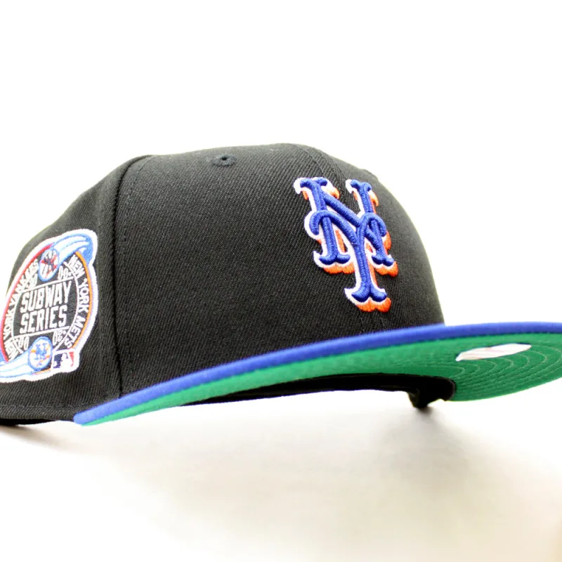 New Era New York Mets fitted hat Black Blue Green Under Brim colorway - New Era Drops Clean Mets Fitted with Subway Series Patch