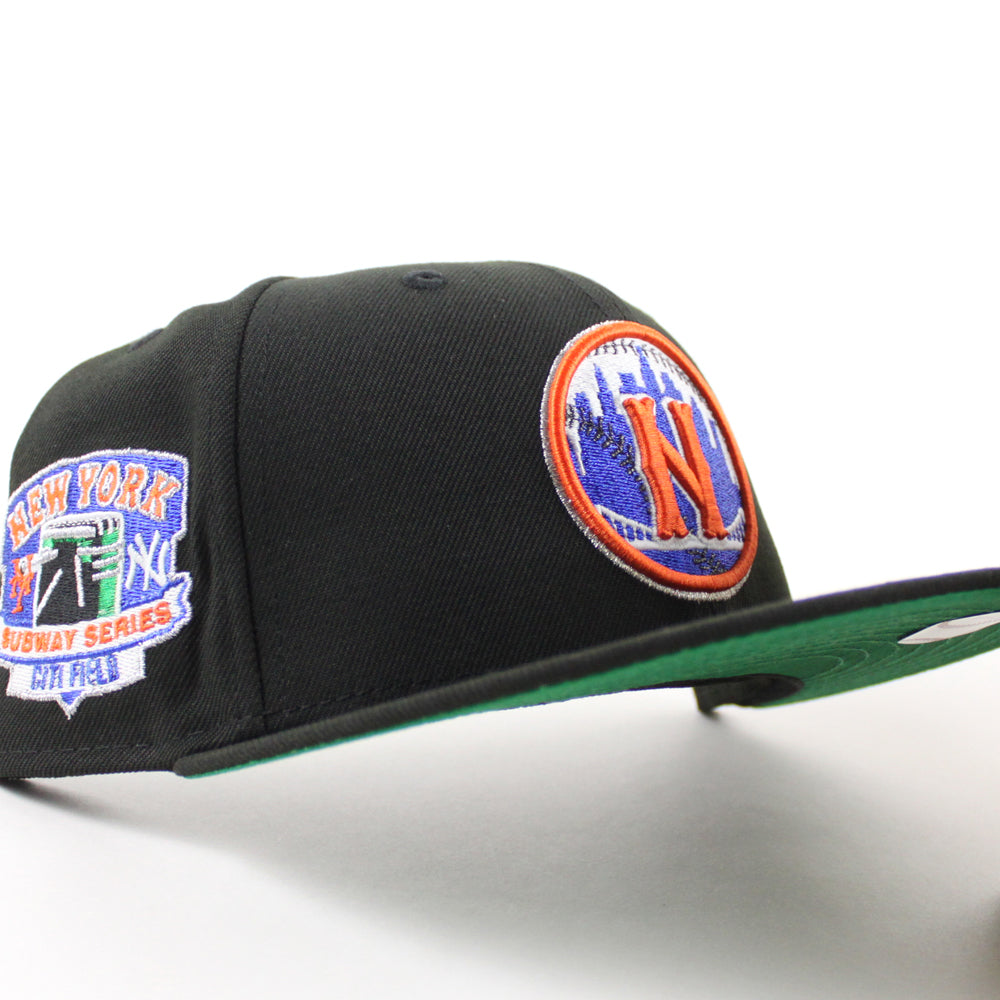 New Era New York Mets fitted hat Black Green Under Brim colorway - New Era Drops Clean Mets Fitted with Subway Series Patch