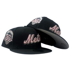 New Era New York Mets fitted hat black, pink colorway - New Era Drops Clean Mets Fitted with 50th Anniversary Patch