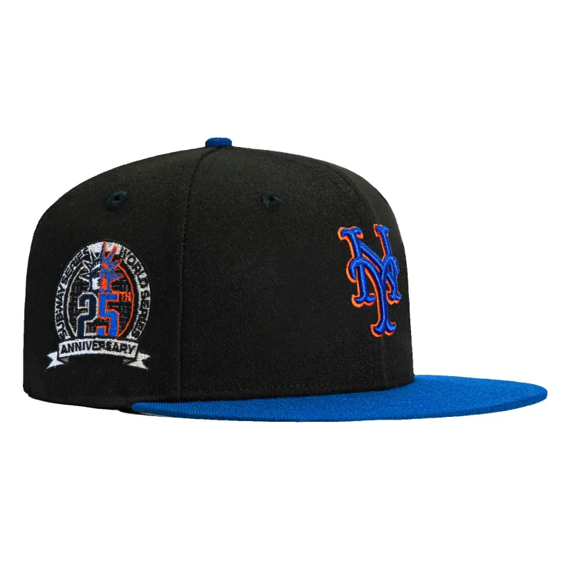 New Era New York Mets fitted hat Black, Royal colorway - Subway Series Fitted: New Era Drops Mets 2000 World Series 25th Anniversary Black Crown
