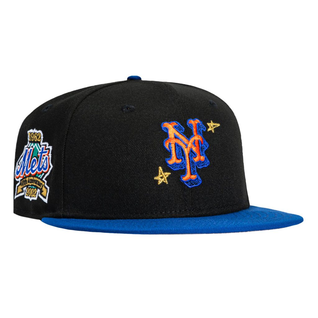 New Era New York Mets fitted hat Black, Royal colorway - Miracle Mets Fitted: New Era Drops 40th Anniversary Scribble Hat in Classic Black/Royal