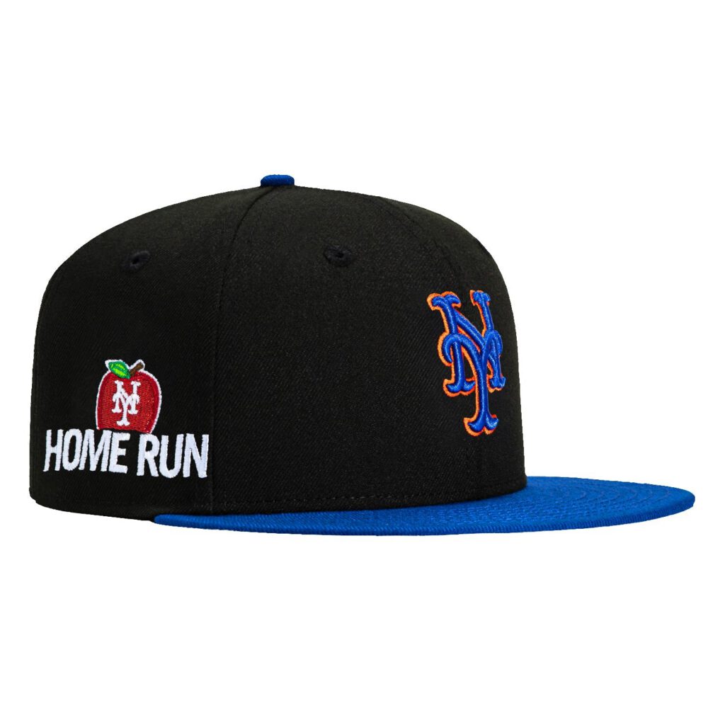 New Era New York Mets fitted hat Black, Royal colorway - New Era Drops Clean Mets Fitted with Home Run Patch