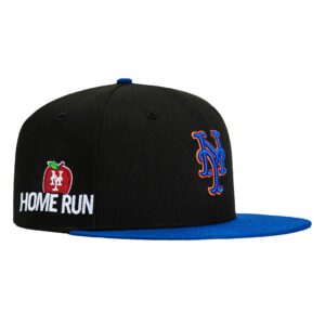 New Era New York Mets fitted hat Black, Royal colorway - New Era Drops Clean Mets Fitted with Home Run Patch