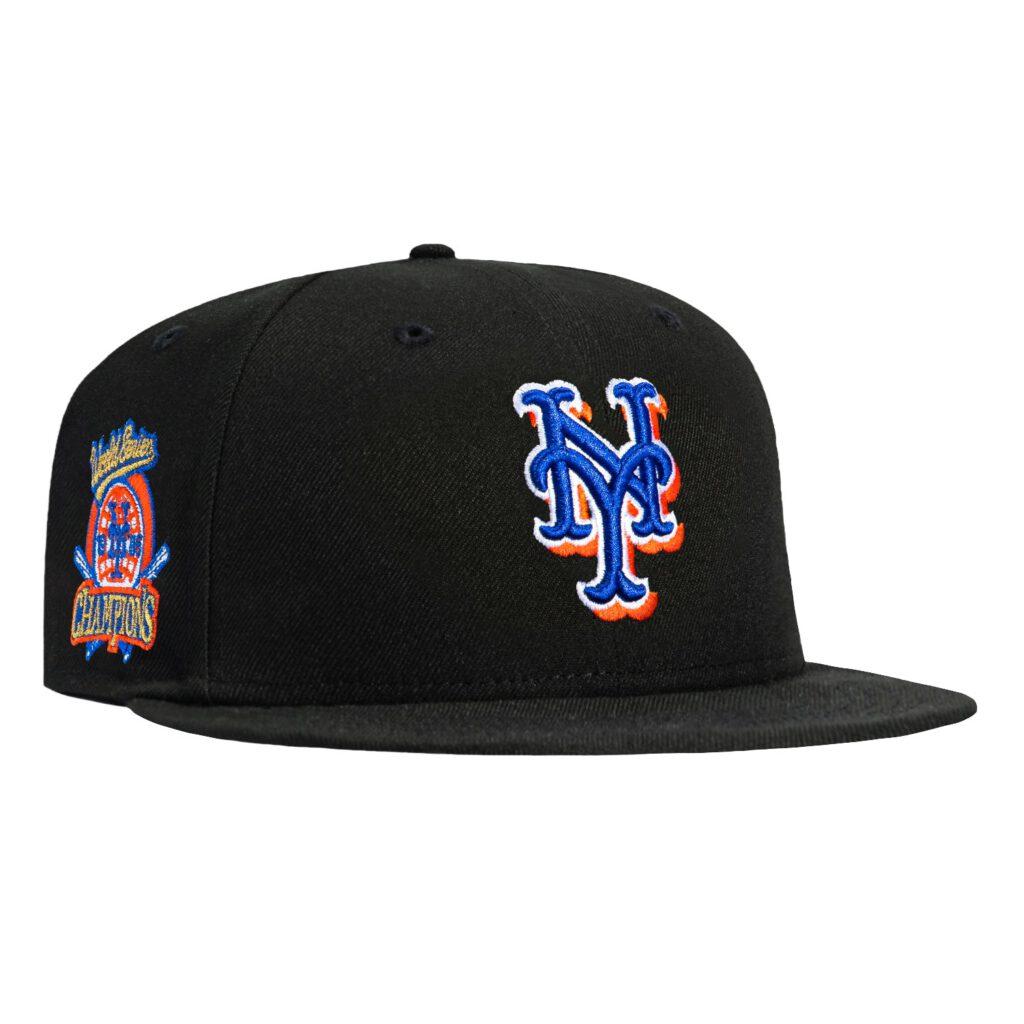 New Era New York Mets fitted hat Black, Royal, Orange colorway - 1986 World Series Fitted: New Era Drops Mets Championship Tribute in Black, Royal & Orange