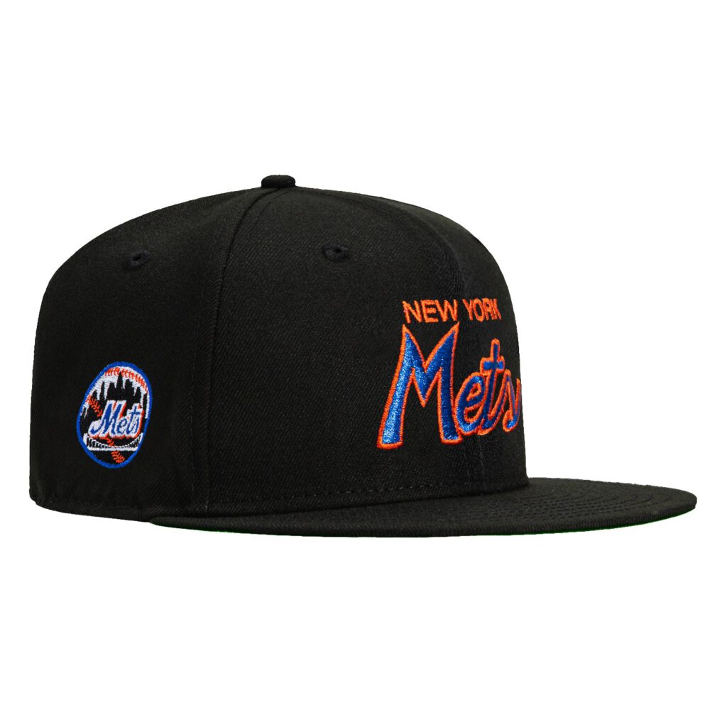 New Era New York Mets fitted hat Black colorway - New Era Drops Clean Black Mets Fitted with Script Logo