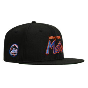 New Era New York Mets fitted hat Black colorway - New Era Drops Clean Black Mets Fitted with Script Logo