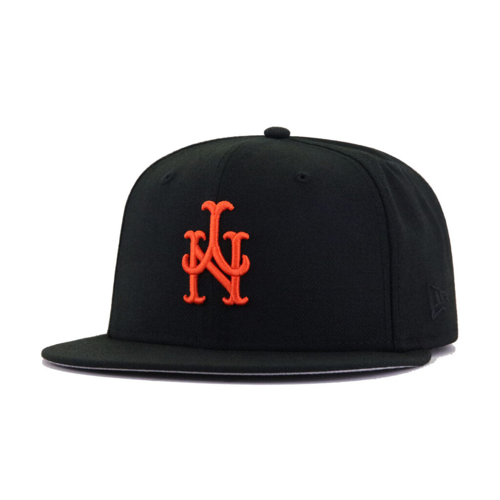 New Era New York Mets fitted hat black, blue, orange colorway - New Era Drops Bold Mets Fitted with Upside Down Logo Twist