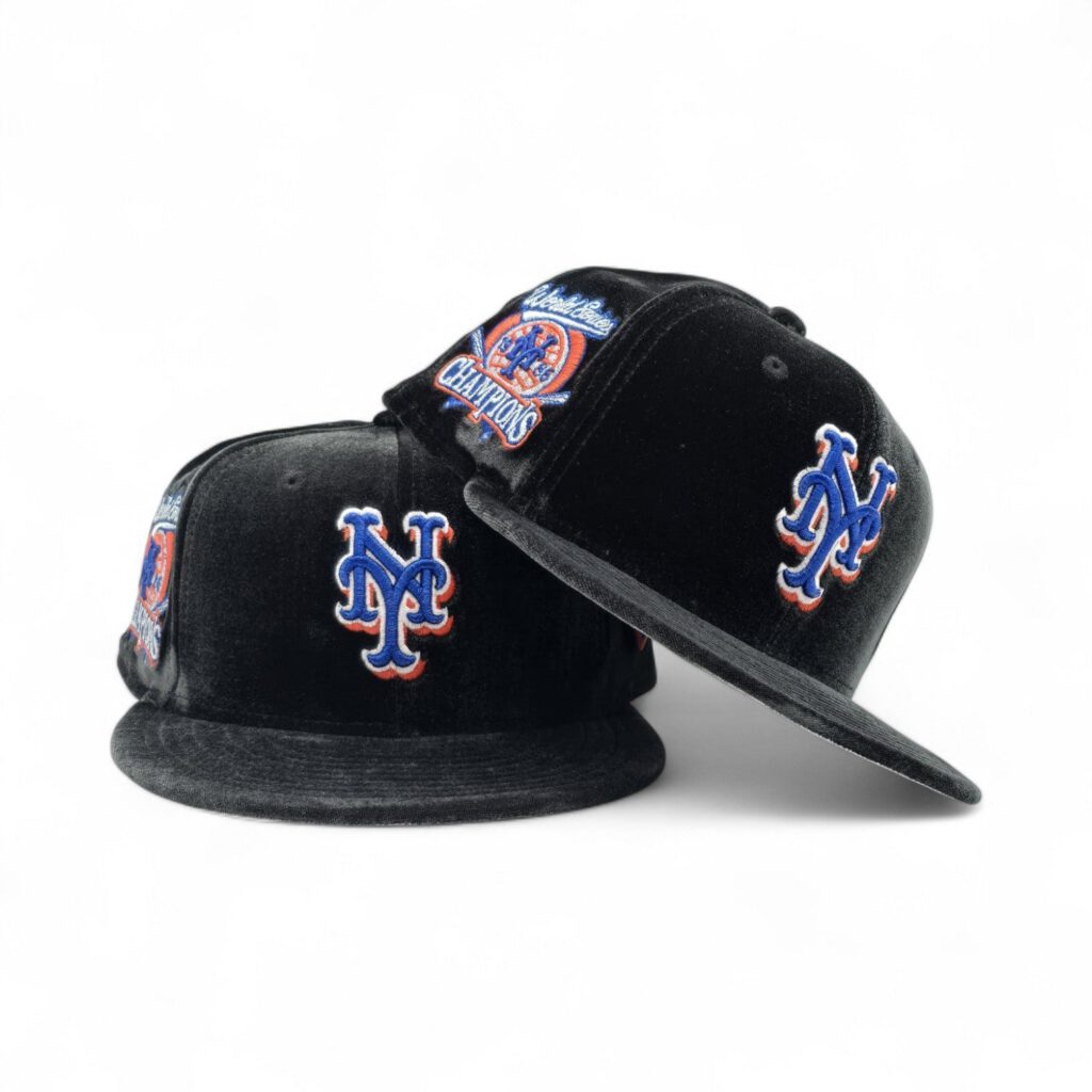 New Era New York Mets fitted hat black, gray, gray bottom colorway - 1985 World Series Fitted: New Era Drops Black Velvet Mets Championship Tribute