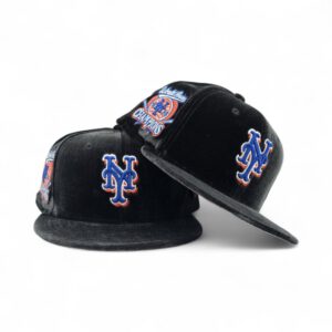 New Era New York Mets fitted hat black, gray, gray bottom colorway - 1985 World Series Fitted: New Era Drops Black Velvet Mets Championship Tribute