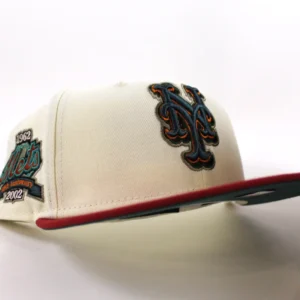 New Era New York Mets fitted hat white, red, green, chrome colorway - Amazing Journey Fitted: New Era Celebrates 40 Years of Mets History with Chrome-Accented 59FIFTY