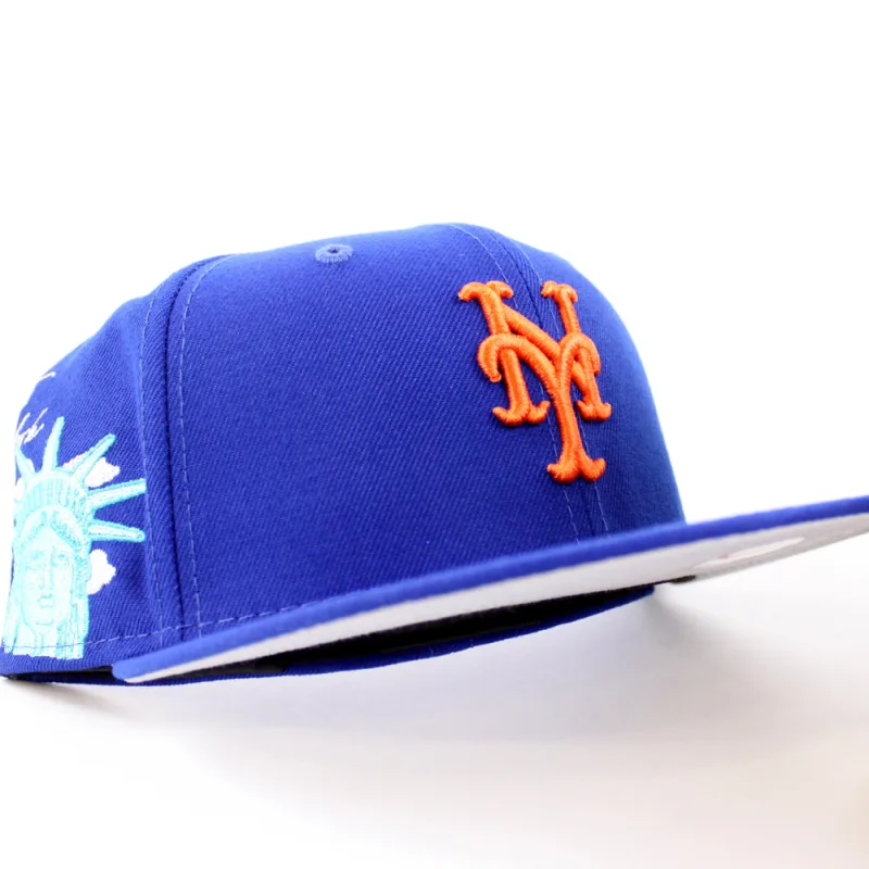 New Era New York Mets fitted hat Team Color Gray Under Brim colorway - New Era Drops Clean Mets Fitted with Statue of Liberty Cloud Icon