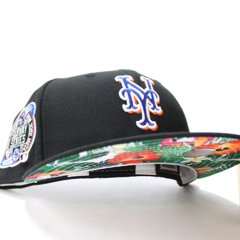 New Era New York Mets fitted hat Glow in the Dark Logo Black Floral Under Brim colorway - Subway Series Fitted: New Era’s Glow-in-the-Dark Tribute to Mets’ 2000 World Series Run