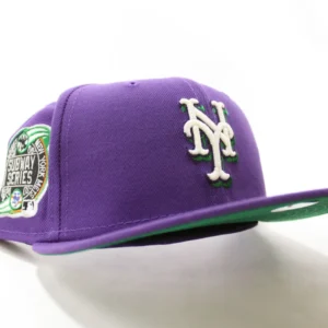 New Era New York Mets fitted hat Glow in the Dark Purple Green Under Brim colorway - New Era Drops Glow-in-the-Dark Mets Fitted with Subway Series Patch