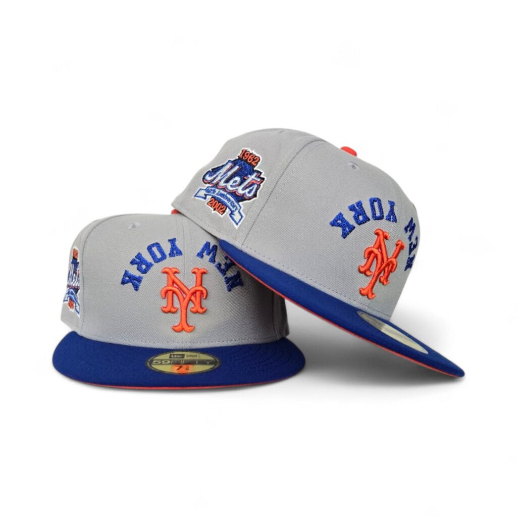 New Era New York Mets fitted hat gray, blue, orange, royal, orange bottom colorway - Miracle Mets Anniversary Fitted: New Era Celebrates 40 Years of Championship History