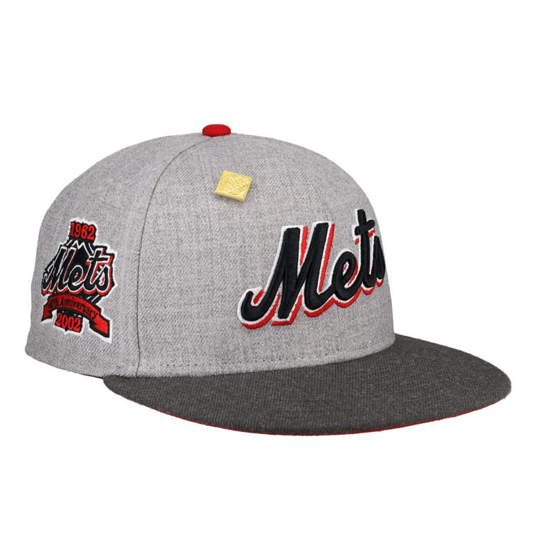 New Era New York Mets fitted hat grey, red colorway - New Era Drops Clean Mets Fitted with 40th Anniversary Patch