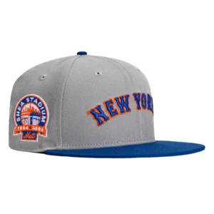 New Era New York Mets fitted hat Grey, Royal colorway - New Era Drops Clean Mets Fitted with Shea Stadium Patch