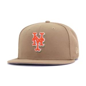 New Era New York Mets fitted hat green, orange, tan colorway - New Era Drops Clean Mets Fitted in Khaki Colorway
