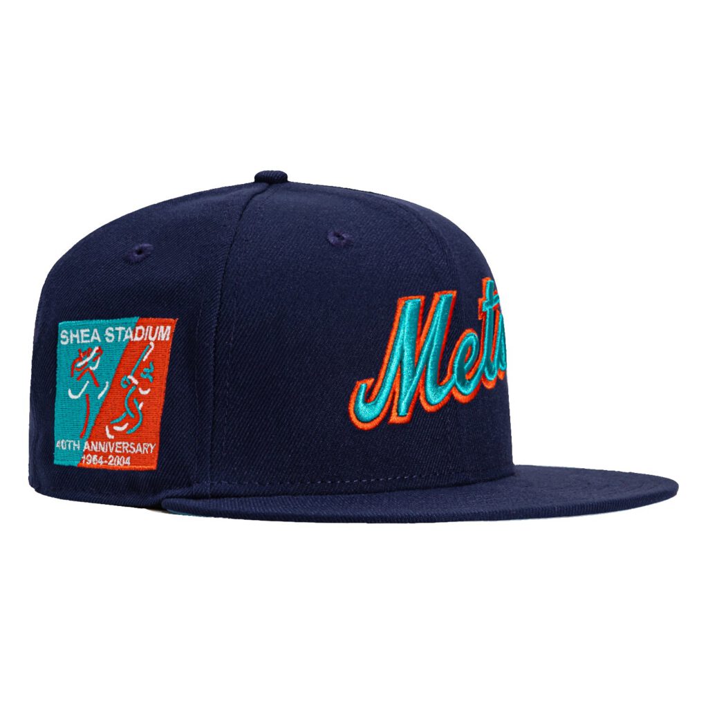 New Era New York Mets fitted hat Light Navy, Teal, Orange colorway - Miracle Mets Legacy Fitted: New Era’s 40th Anniversary Stadium Patch Celebrates Championship History