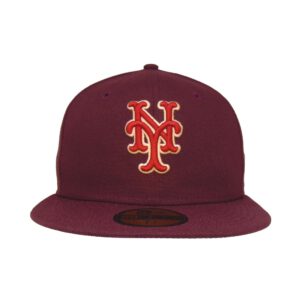 New Era New York Mets fitted hat Maroon colorway - New Era Drops Clean Mets Fitted in Bold Maroon Colorway