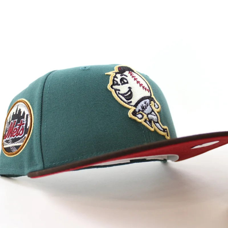 New Era New York Mets fitted hat Needle Burnt Wood Pinot Red Under Brim colorway - New Era Drops Premium Mets Fitted in Needle Burnt Wood Colorway