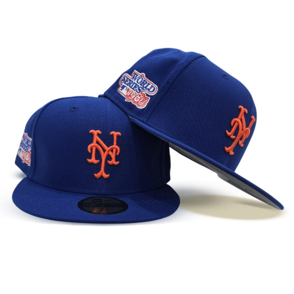 New Era New York Mets fitted hat gray, blue, royal, gray bottom colorway - 1986 World Series Fitted: New Era Drops Mets Championship Tribute