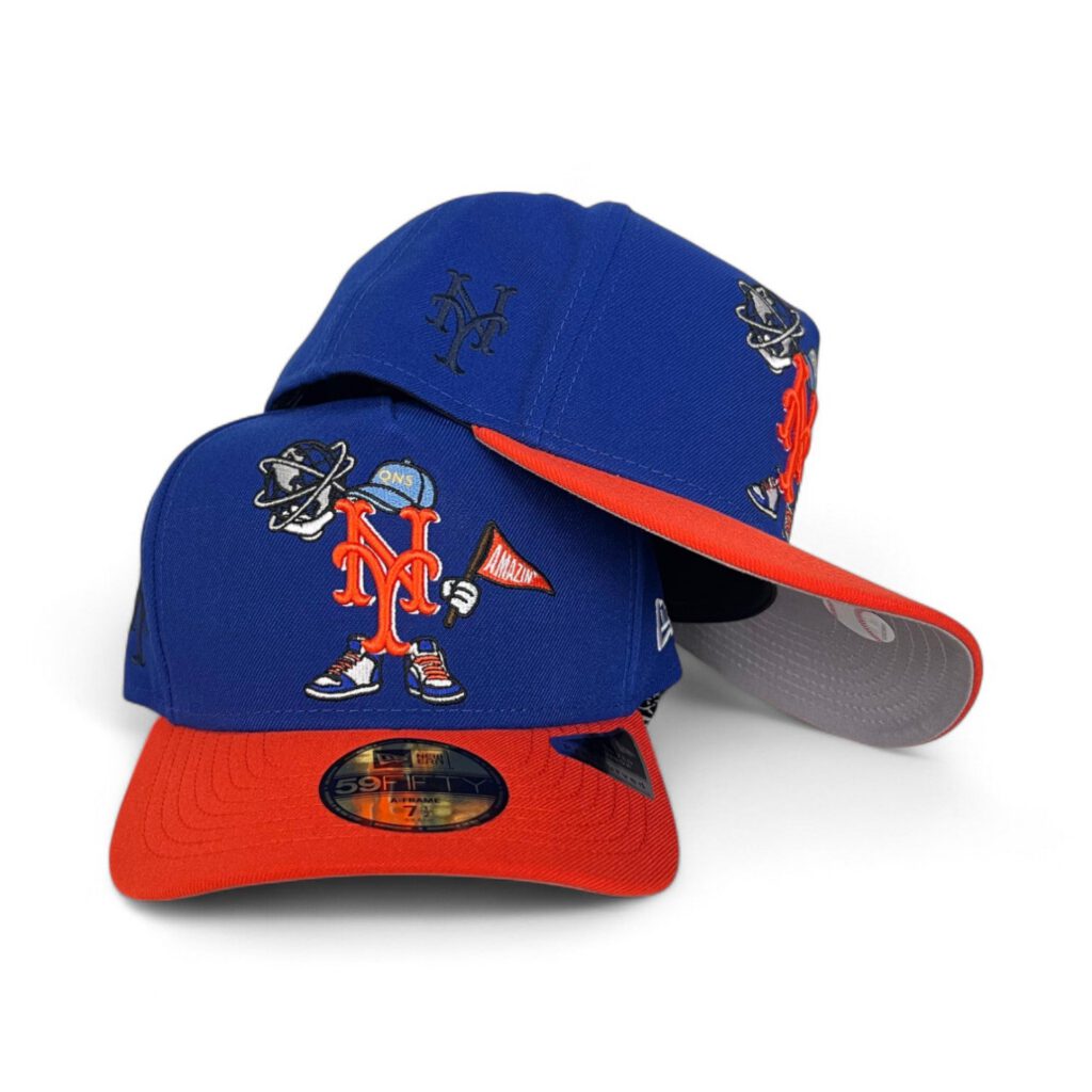 New Era New York Mets fitted hat gray, blue, orange, royal, green, green bottom colorway - New Era Drops Clean Mets Fitted with Cartoon Pack Vibes