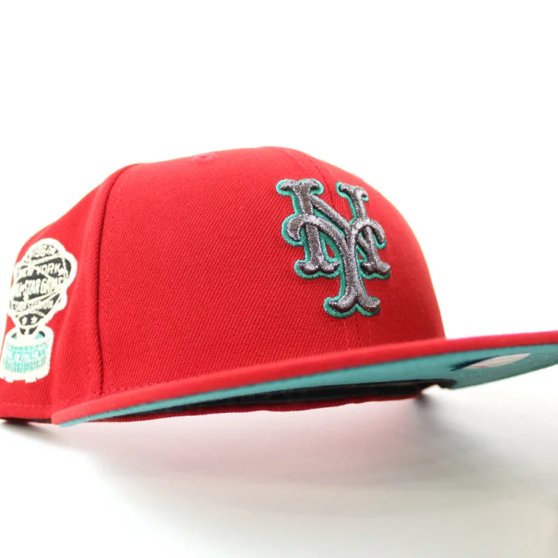 New Era New York Mets fitted hat Scarlet Turquoise Under Brim colorway - Shea Stadium History Fitted: New Era Commemorates the 1964 All-Star Game