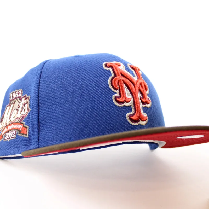New Era New York Mets fitted hat red, walnut colorway - Four Decades Strong Fitted: New Era Celebrates Mets 40th Anniversary with Glow-in-the-Dark SongBird