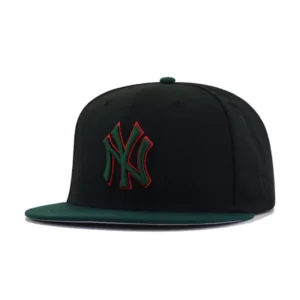 New Era New York Yankees fitted hat black, red, green colorway - Yankees Drop Clean Black and Green Fitted at hat_heaven