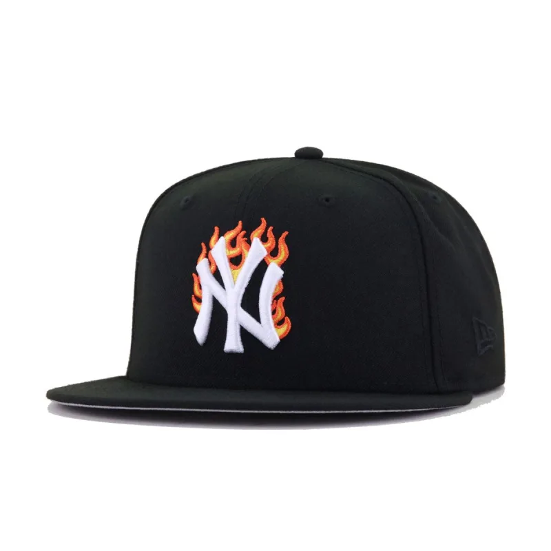 New Era New York Yankees fitted hat black, orange, yellow colorway - Yankees FLAMES Fitted Brings Heat to Your Collection