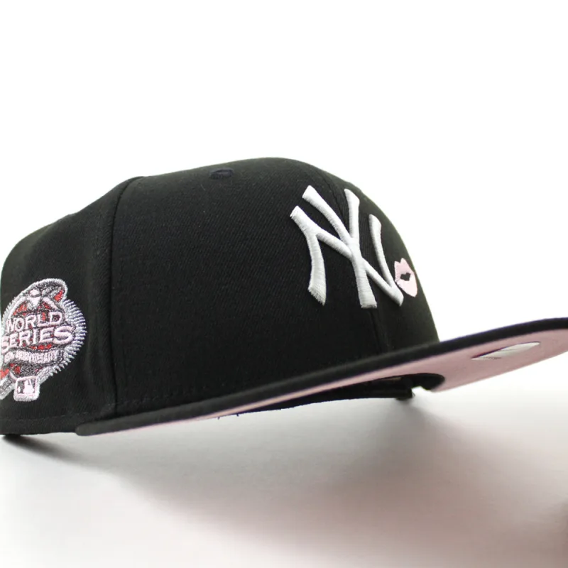 New Era New York Yankees fitted hat Black Pink Under Brim colorway - 2003 World Series Fitted: Yankees x Lips Collaboration Honors Heartbreaking Fall Classic