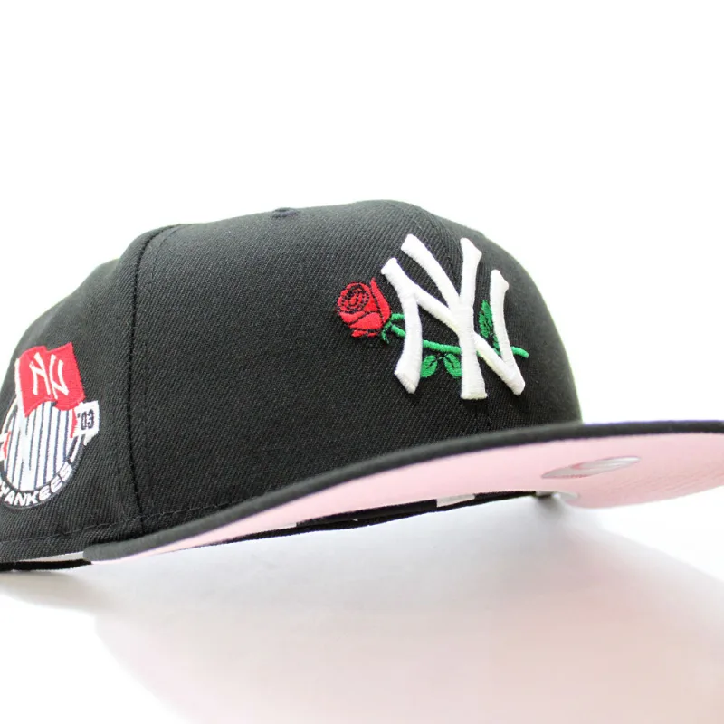 New Era New York Yankees fitted hat Black Pink Under Brim colorway - Yankees Fitted Gets Championship Treatment with Rose Gold Detailing