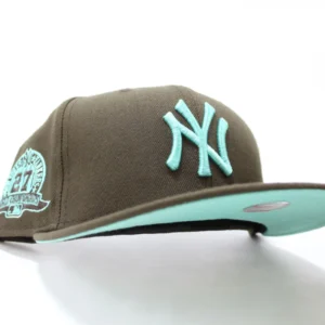 New Era New York Yankees fitted hat Brown Teal Under Brim colorway - Yankees Drop Championship Fitted with Unique Brown and Teal Colorway
