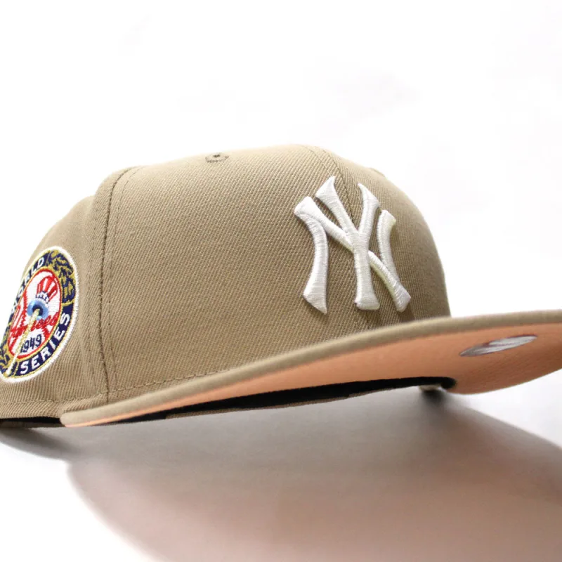 New Era New York Yankees fitted hat Camel Peach Under Brim colorway - 1949 Dynasty Begins Fitted: New Era’s Camel Yankees World Series Tribute