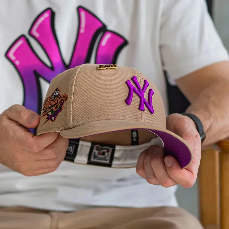 New Era New York Yankees fitted hat camel colorway - Yankees Drop Clean 1998 World Series Fitted in Camel with UV Pop