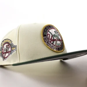 New Era New York Yankees fitted hat Chrome White Cilantro Green Gray Under Brim colorway - 1949 World Series Fitted: New Era Drops Yankees Championship Anniversary Cap in Chrome White