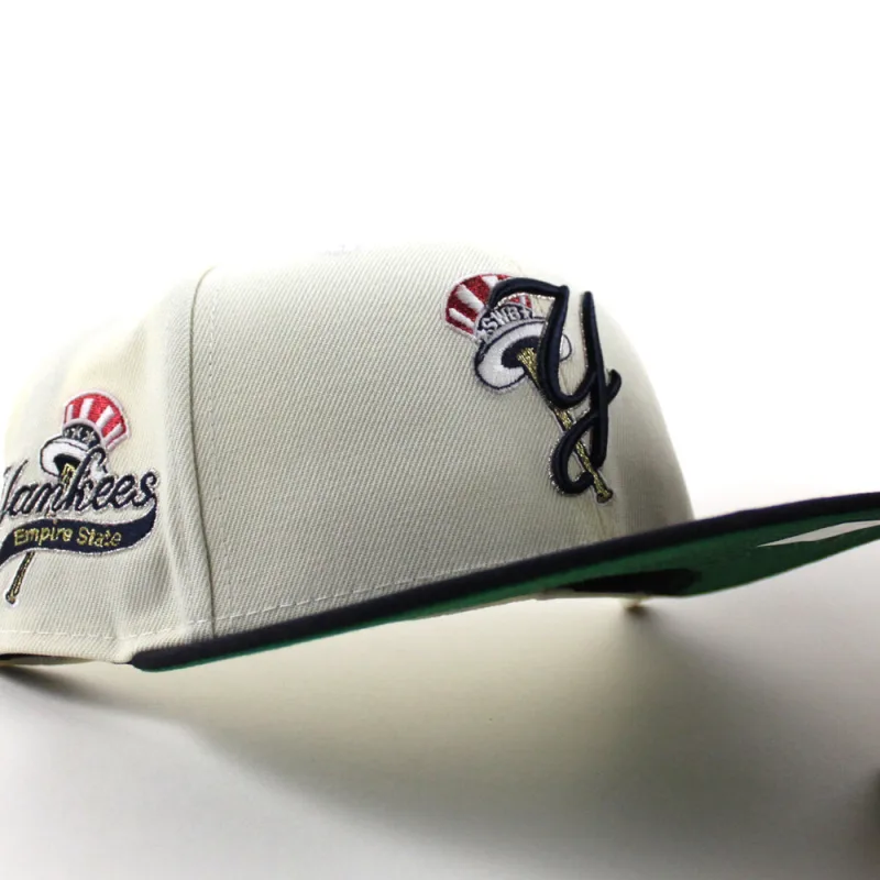 New Era New York Yankees fitted hat Chrome White Navy Green Under Brim colorway - Yankees Fitted Gets Empire State Treatment in Chrome White